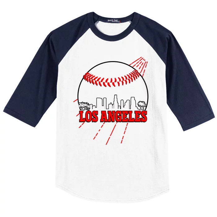 Retro Los Angeles Skyline Baseball Baseball Sleeve Shirt