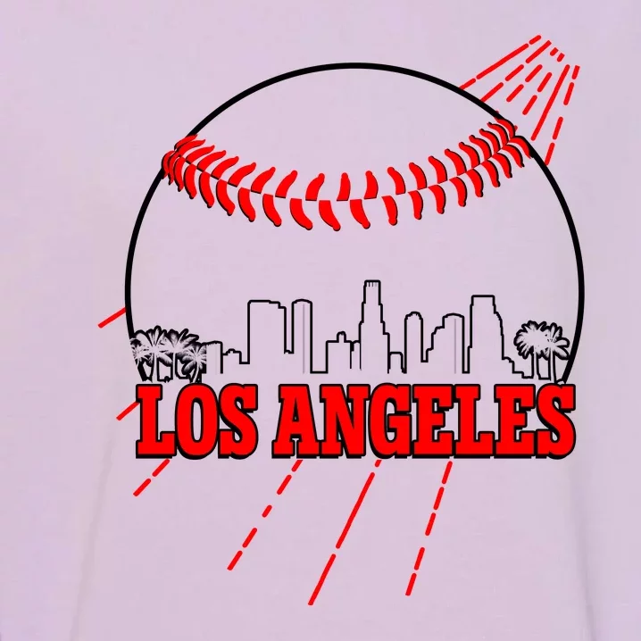 Retro Los Angeles Skyline Baseball Garment-Dyed Sweatshirt