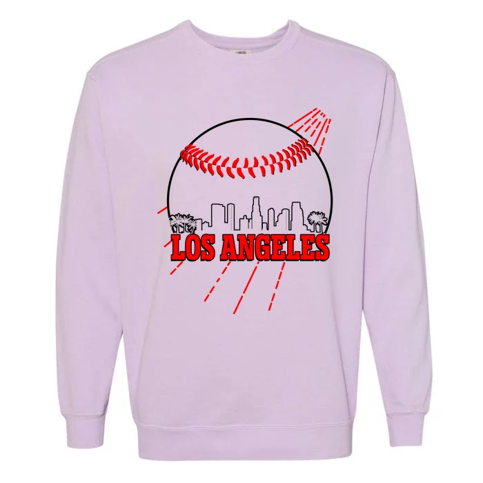 Retro Los Angeles Skyline Baseball Garment-Dyed Sweatshirt