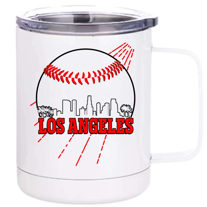 Retro Los Angeles Skyline Baseball Front & Back 12oz Stainless Steel Tumbler Cup