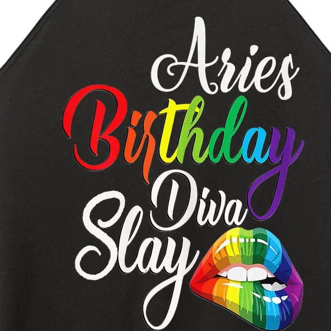 Rainbow Lip Aries March April Zodiac Birthday Diva Slay Women’s Perfect Tri Rocker Tank