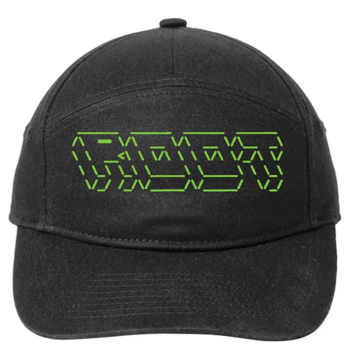 Root Linux ASCII Art Hacker 7-Panel Snapback Hat