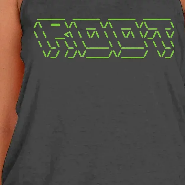 Root Linux ASCII Art Hacker Women's Knotted Racerback Tank