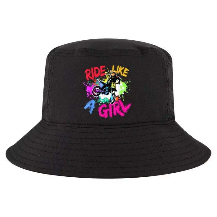 Ride Like A Girl Motocross Lovers Dirt Bike Biker Girl Gift Cool Comfort Performance Bucket Hat