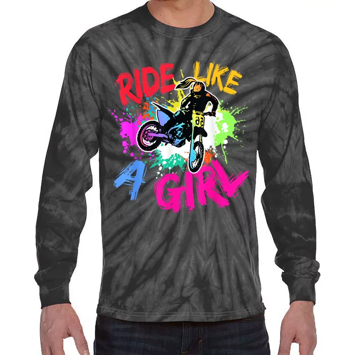 Ride Like A Girl Motocross Lovers Dirt Bike Biker Girl Gift Tie-Dye Long Sleeve Shirt