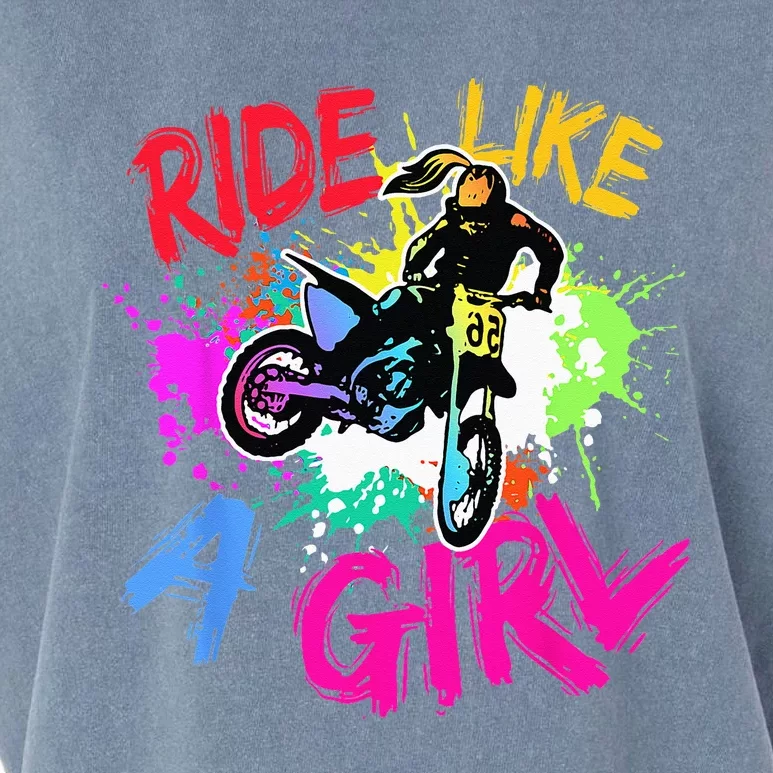 Ride Like A Girl Motocross Lovers Dirt Bike Biker Girl Gift Garment-Dyed Women's Muscle Tee