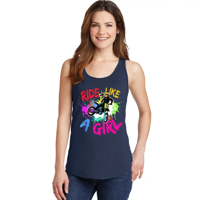 Ride Like A Girl Motocross Lovers Dirt Bike Biker Girl Gift Ladies Essential Tank