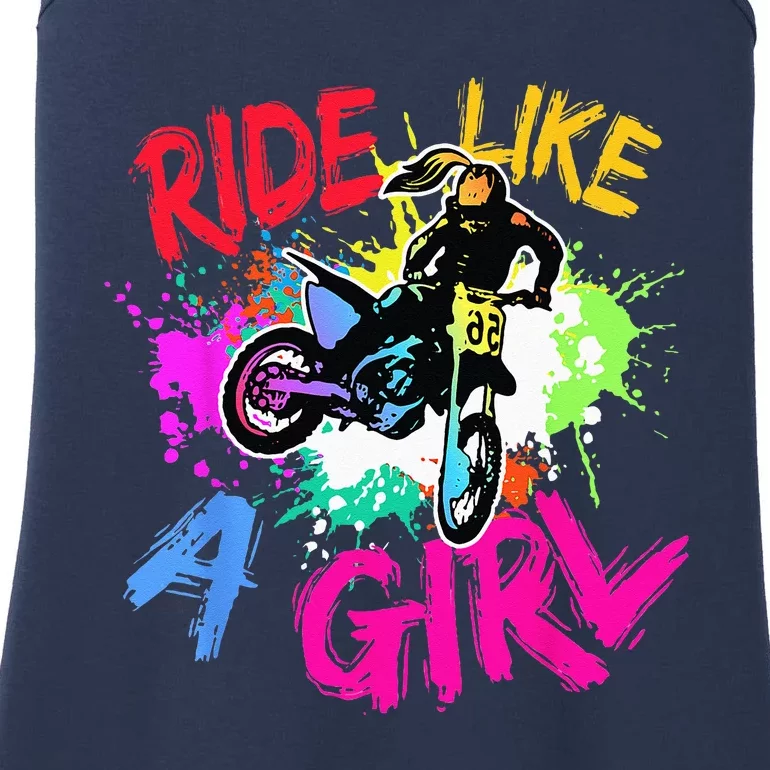 Ride Like A Girl Motocross Lovers Dirt Bike Biker Girl Gift Ladies Essential Tank