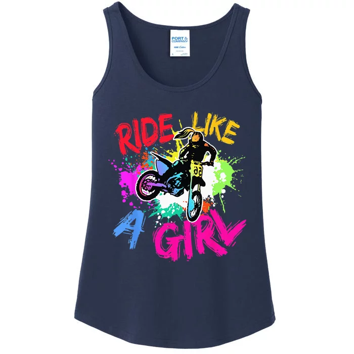 Ride Like A Girl Motocross Lovers Dirt Bike Biker Girl Gift Ladies Essential Tank