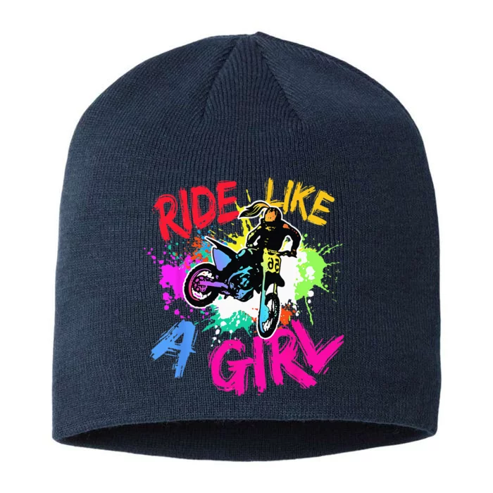 Ride Like A Girl Motocross Lovers Dirt Bike Biker Girl Gift 8 1/2in Sustainable Knit Beanie