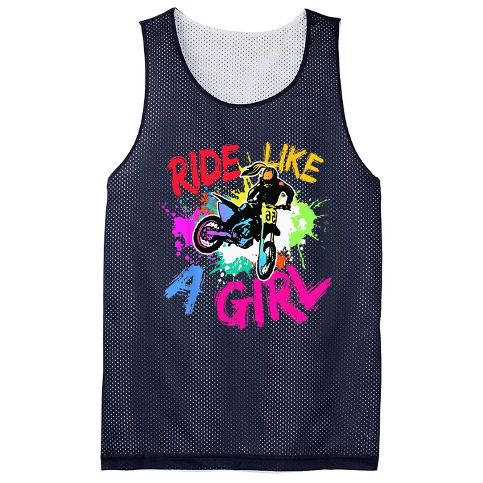 Ride Like A Girl Motocross Lovers Dirt Bike Biker Girl Gift Mesh Reversible Basketball Jersey Tank