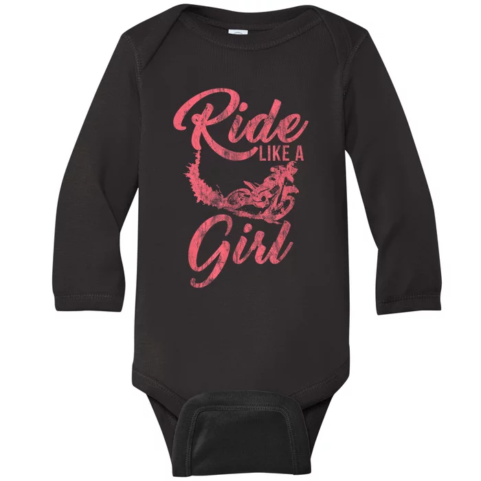 Ride Like A Girl Motocross Dirt Bike Rider Motorcycle Baby Long Sleeve Bodysuit