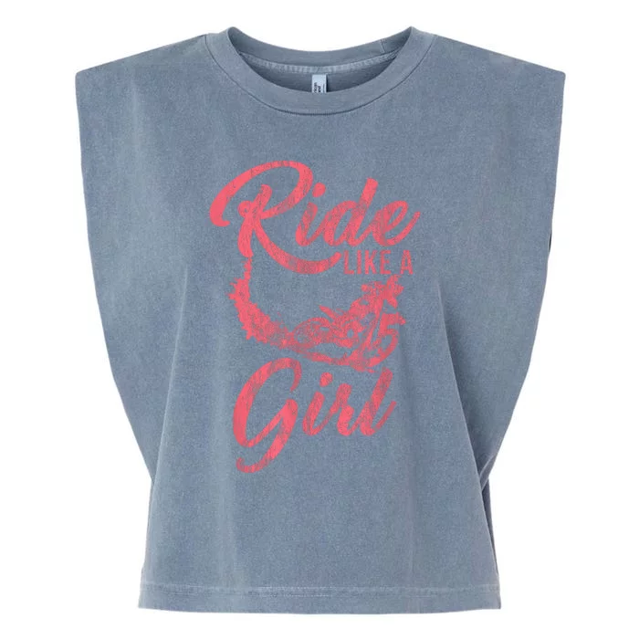 Ride Like A Girl Motocross Dirt Bike Rider Motorcycle Garment-Dyed Women's Muscle Tee