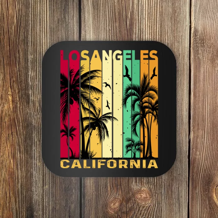 Retro Los Angeles California Palm Tree Stripes Coaster