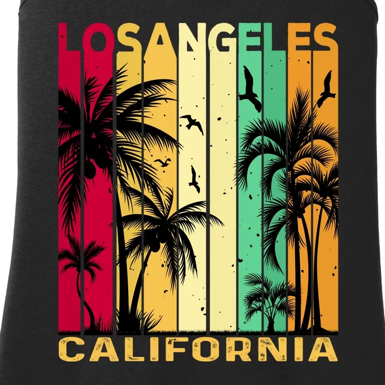 Retro Los Angeles California Palm Tree Stripes Ladies Essential Tank