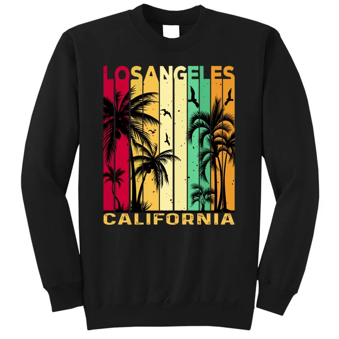 Retro Los Angeles California Palm Tree Stripes Tall Sweatshirt