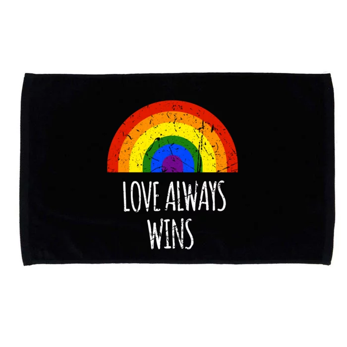 Rainbow Love Always Wins Vintage Equality Pride Huity Funny Gift Microfiber Hand Towel