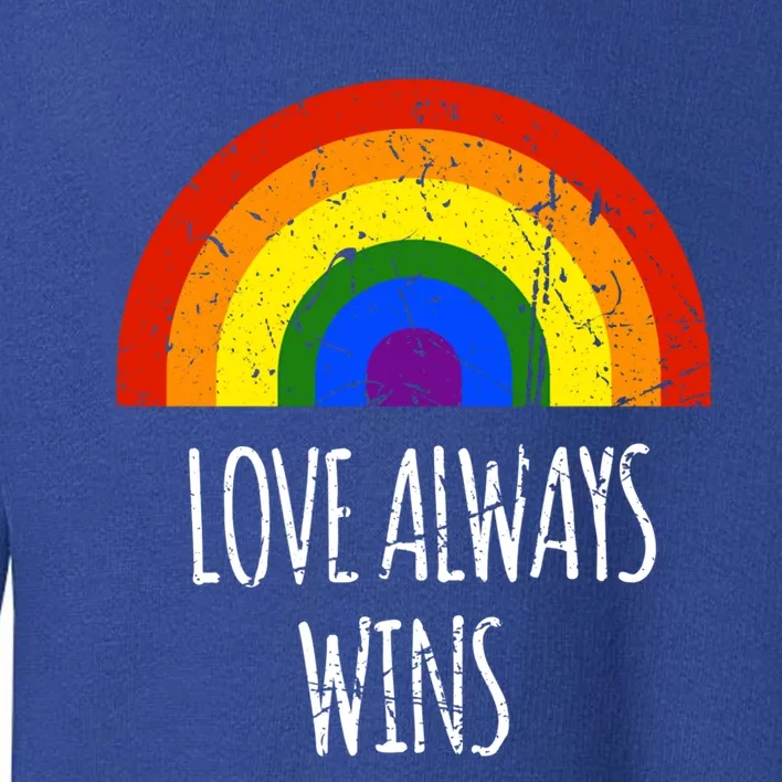 Rainbow Love Always Wins Vintage Equality Pride Huity Funny Gift Toddler Sweatshirt