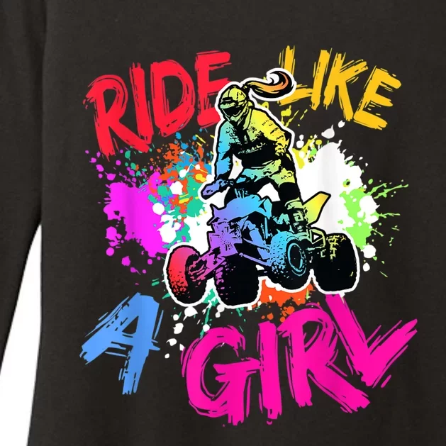 Ride Like A Girl ATV Lovers Quad Bike Biker Girl Womens CVC Long Sleeve Shirt