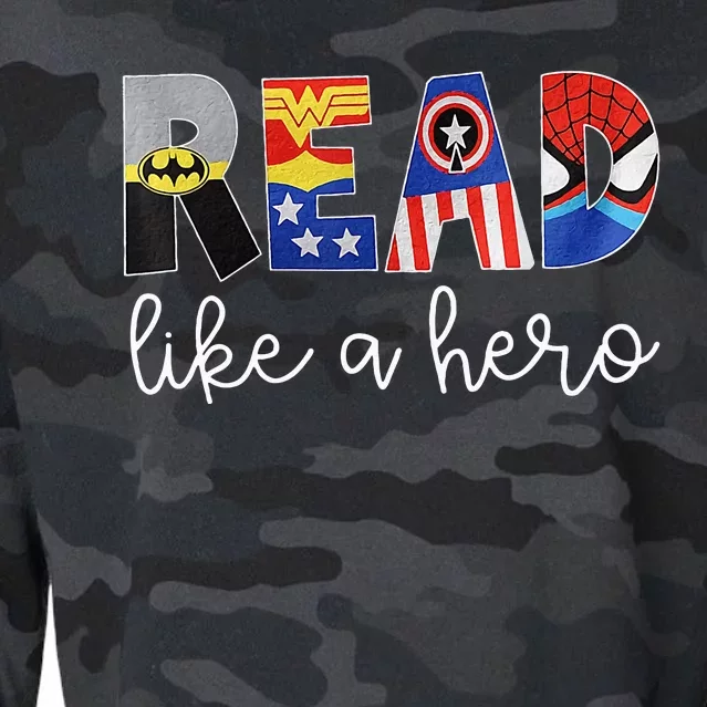 Read Like A Hero Read Teacher School Education Book Lover Cropped Pullover Crew