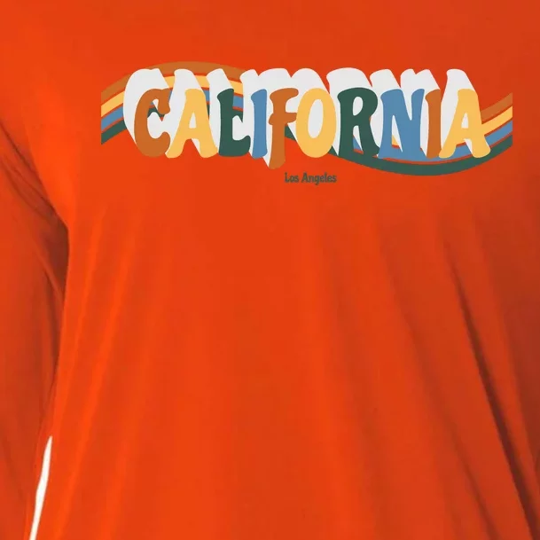 Retro Los Angeles California Cali Wave Cooling Performance Long Sleeve Crew