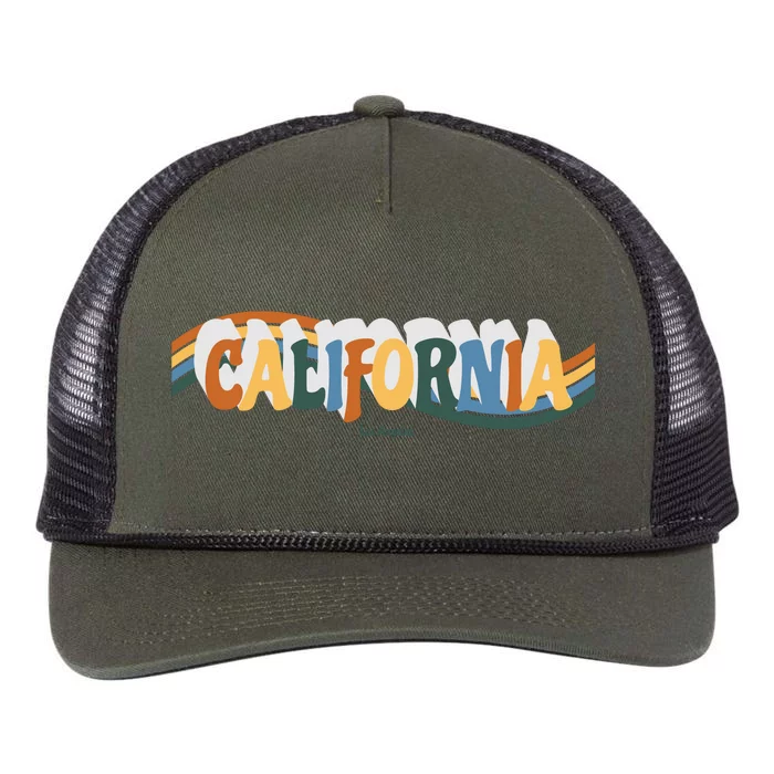 Retro Los Angeles California Cali Wave Retro Rope Trucker Hat Cap