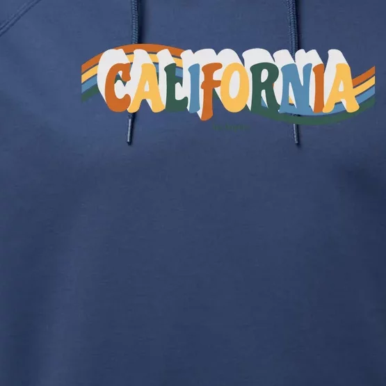 Retro Los Angeles California Cali Wave Performance Fleece Hoodie