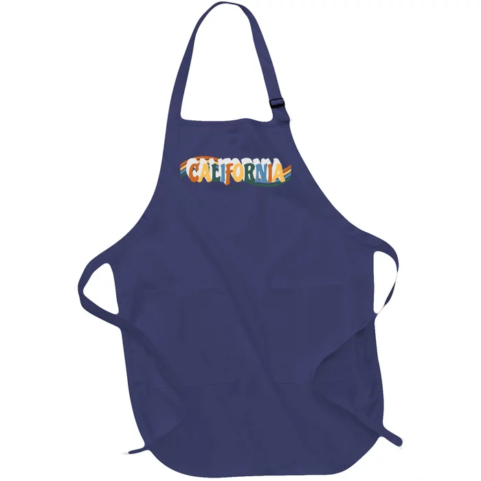 Retro Los Angeles California Cali Wave Full-Length Apron With Pocket