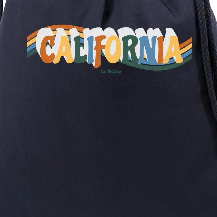 Retro Los Angeles California Cali Wave Drawstring Bag