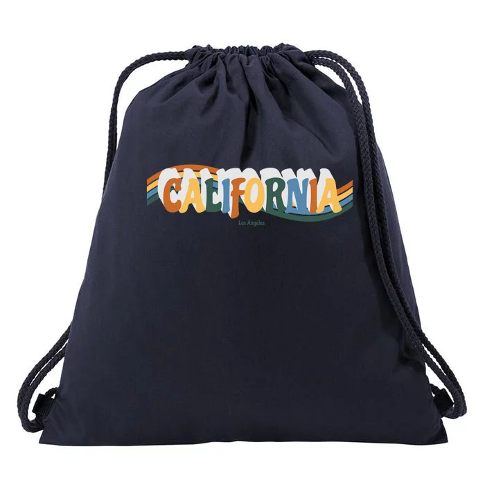 Retro Los Angeles California Cali Wave Drawstring Bag