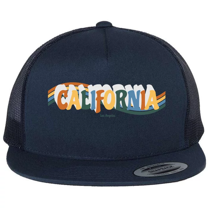 Retro Los Angeles California Cali Wave Flat Bill Trucker Hat