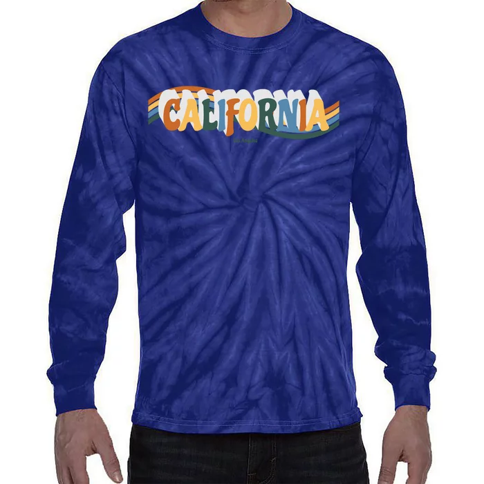 Retro Los Angeles California Cali Wave Tie-Dye Long Sleeve Shirt