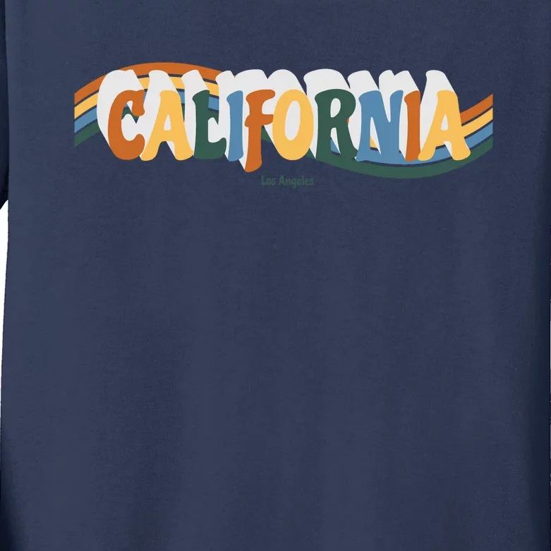 Retro Los Angeles California Cali Wave Kids Long Sleeve Shirt