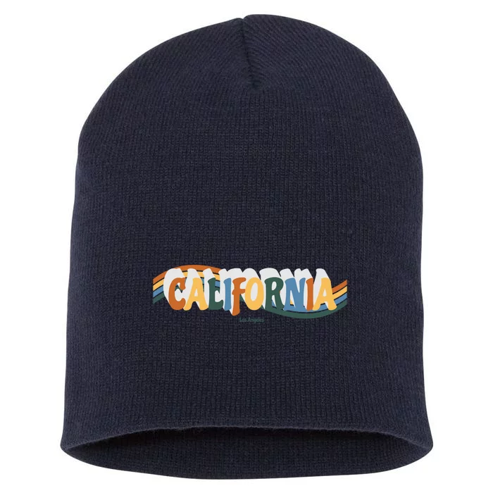 Retro Los Angeles California Cali Wave Short Acrylic Beanie