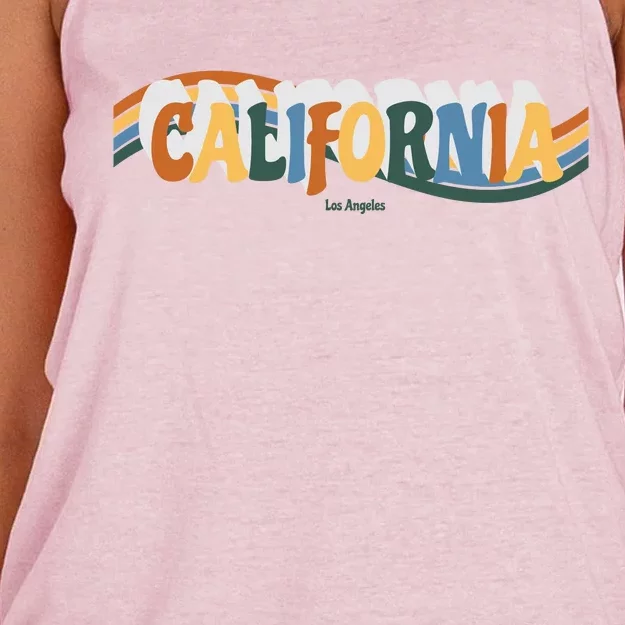 Retro Los Angeles California Cali Wave Women's Knotted Racerback Tank