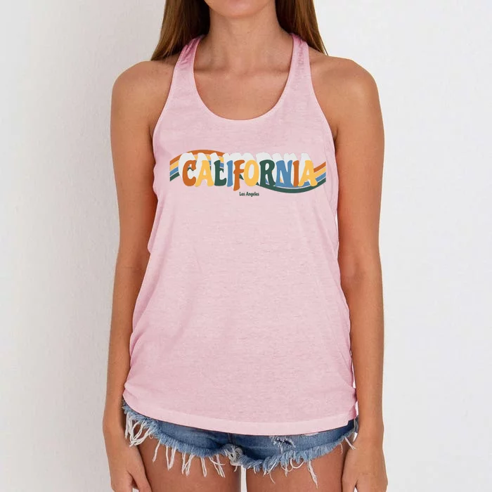 Retro Los Angeles California Cali Wave Women's Knotted Racerback Tank