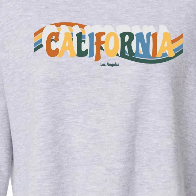 Retro Los Angeles California Cali Wave Cropped Pullover Crew