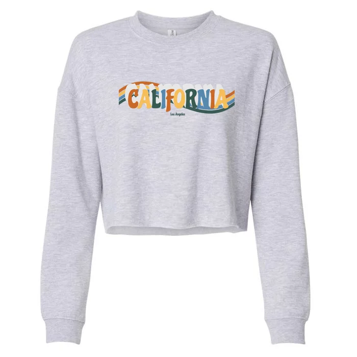 Retro Los Angeles California Cali Wave Cropped Pullover Crew