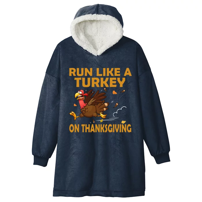 Run Like A Turkey On Thanksgiving Funny Running Runner Gift Hooded Wearable Blanket