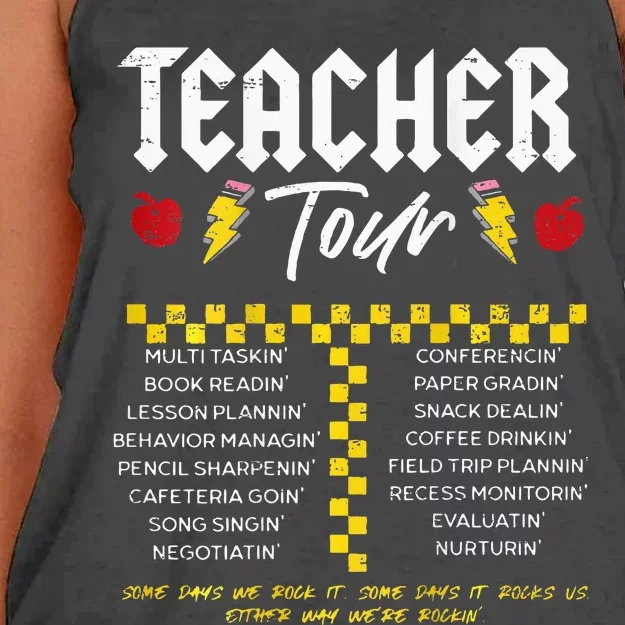 Retro Lightning Bolt Abcd The Teacher Women's Knotted Racerback Tank