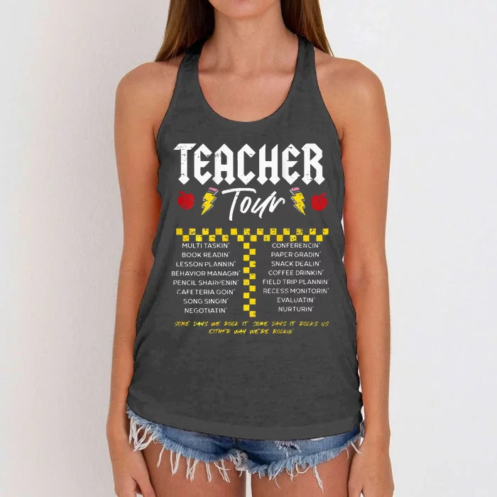 Retro Lightning Bolt Abcd The Teacher Women's Knotted Racerback Tank