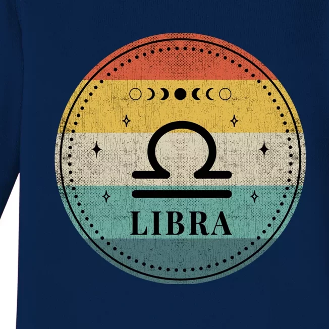 Retro Libra Birthday Zodiac Sign Libra Gift Baby Long Sleeve Bodysuit