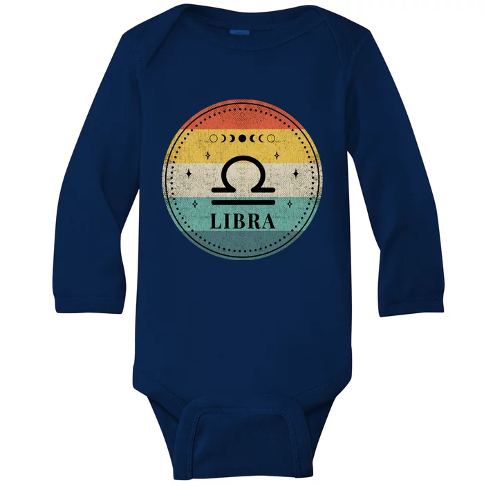 Retro Libra Birthday Zodiac Sign Libra Gift Baby Long Sleeve Bodysuit