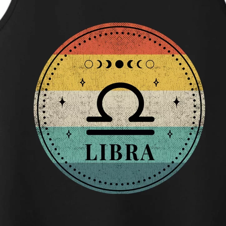 Retro Libra Birthday Zodiac Sign Libra Cool Gift Performance Tank