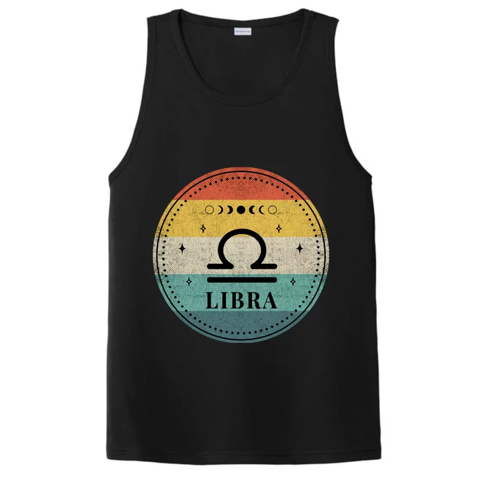 Retro Libra Birthday Zodiac Sign Libra Cool Gift Performance Tank