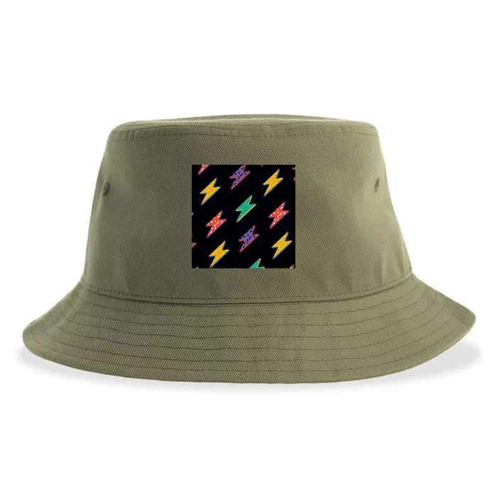 Retro Lightning Bolt Colorful Sustainable Bucket Hat