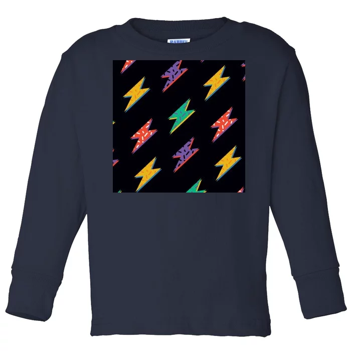 Retro Lightning Bolt Colorful Toddler Long Sleeve Shirt