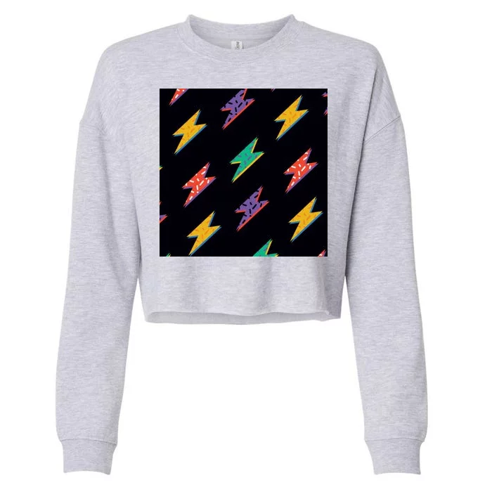 Retro Lightning Bolt Colorful Cropped Pullover Crew