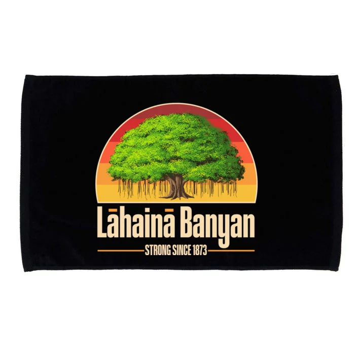 Retro Lahaina Banyan Tree Strong Since 1873 Support Maui Hawaii Microfiber Hand Towel