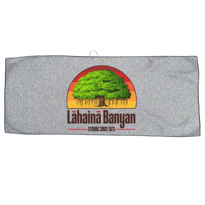 Retro Lahaina Banyan Tree Strong Since 1873 Support Maui Hawaii Large Microfiber Waffle Golf Towel